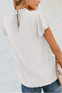 Tiered Sleeve Frilled Neck Dotted Top